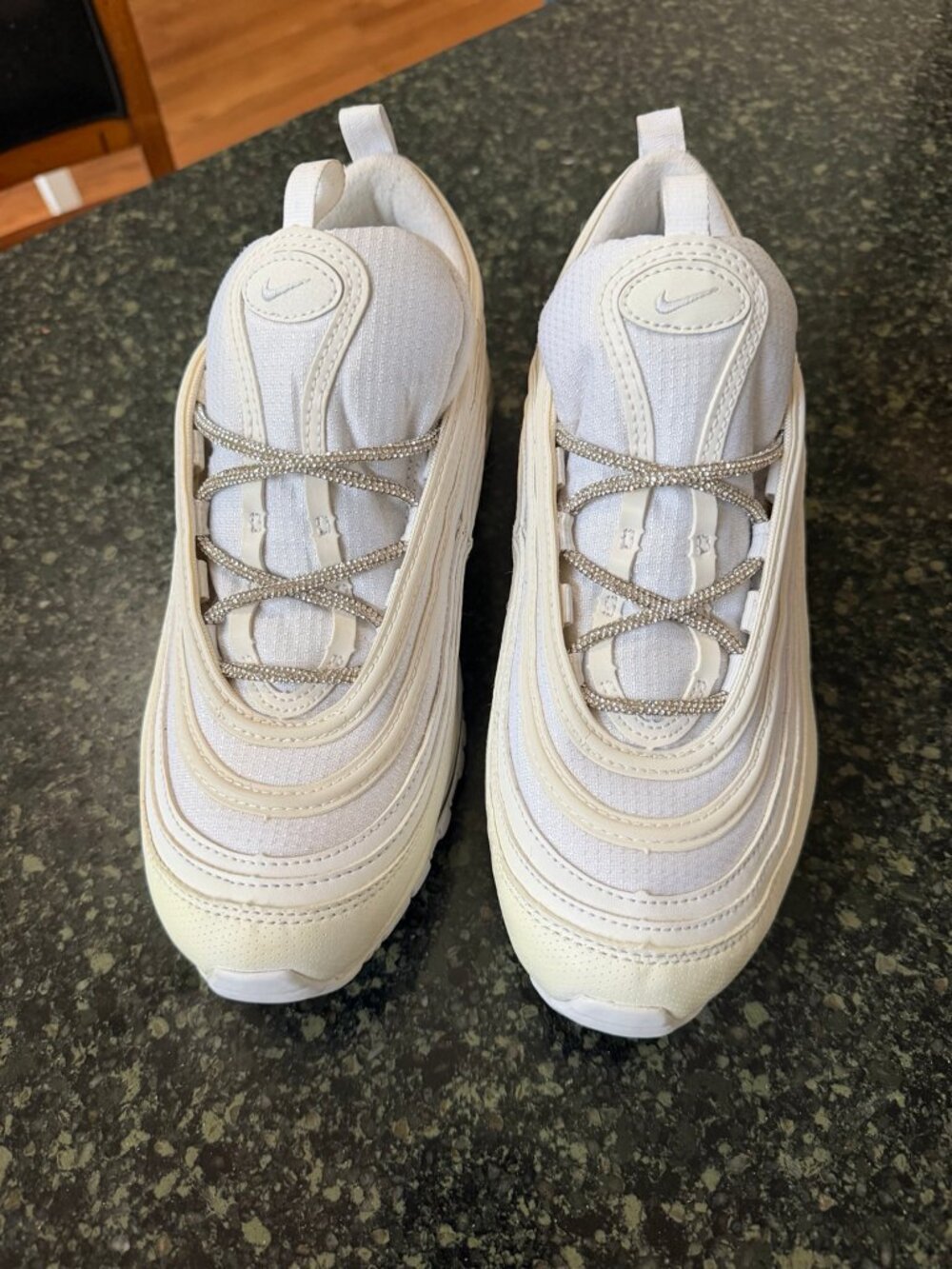 Nike Air Max 97 (White/Metallic Silver) Sneakers - Size 7Y Preowned